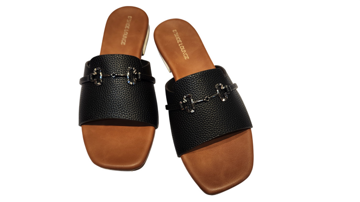 Elegant Black Flat Slide Sandals for Women