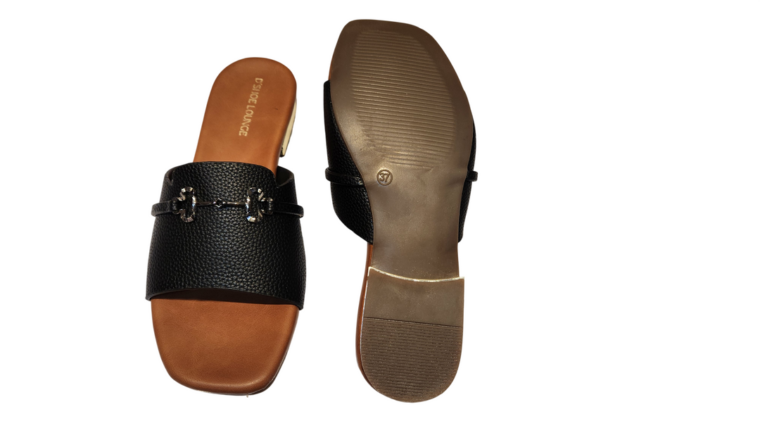 Elegant Black Flat Slide Sandals for Women