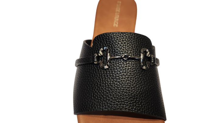 Elegant Black Flat Slide Sandals for Women