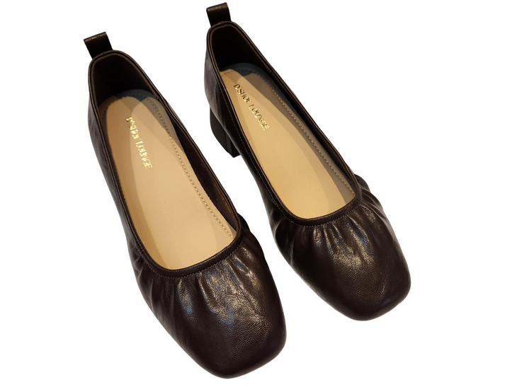 Classic Brown Low Block Heel Office Shoes