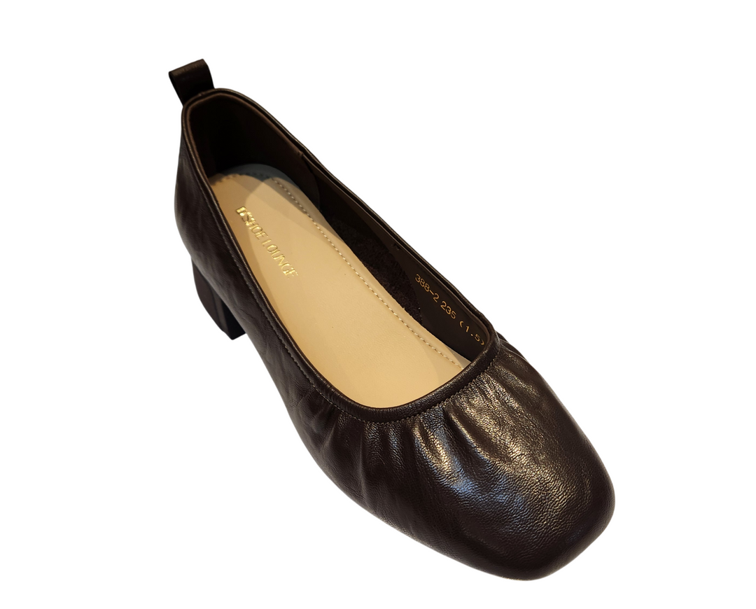 Classic Brown Low Block Heel Office Shoes