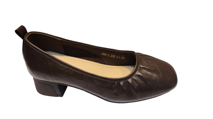 Classic Brown Low Block Heel Office Shoes