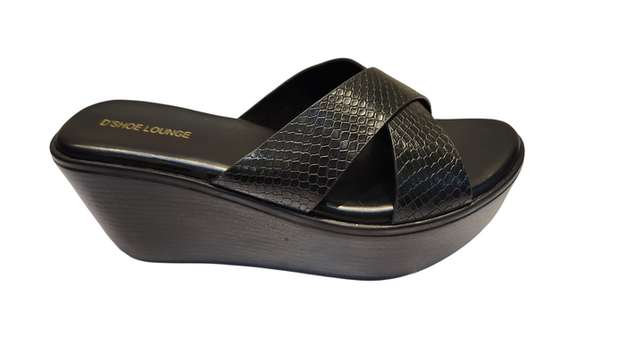 Cross Strap Wedge Slide Sandals