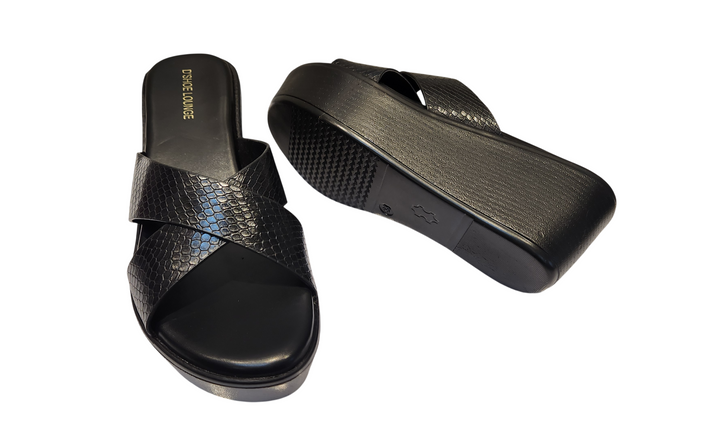 Cross Strap Wedge Slide Sandals
