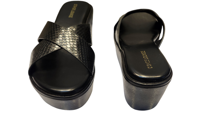 Cross Strap Wedge Slide Sandals
