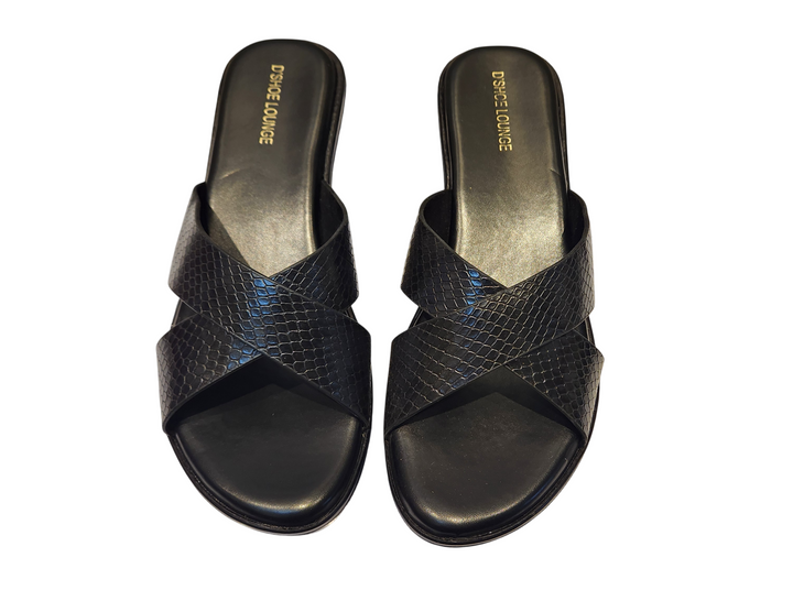 Cross Strap Wedge Slide Sandals
