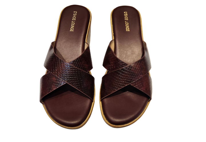 Cross Strap Wedge Slide Sandals