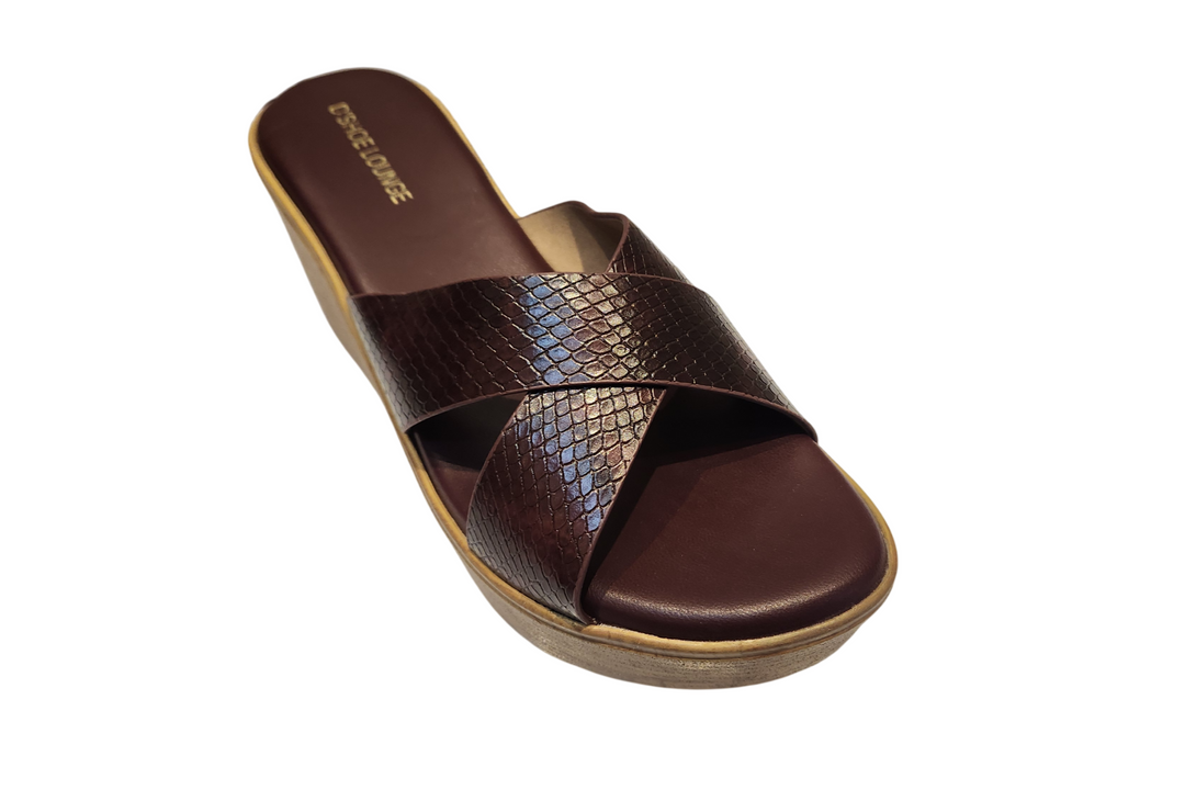 Cross Strap Wedge Slide Sandals