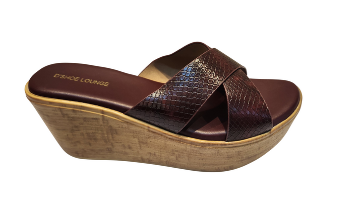 Cross Strap Wedge Slide Sandals