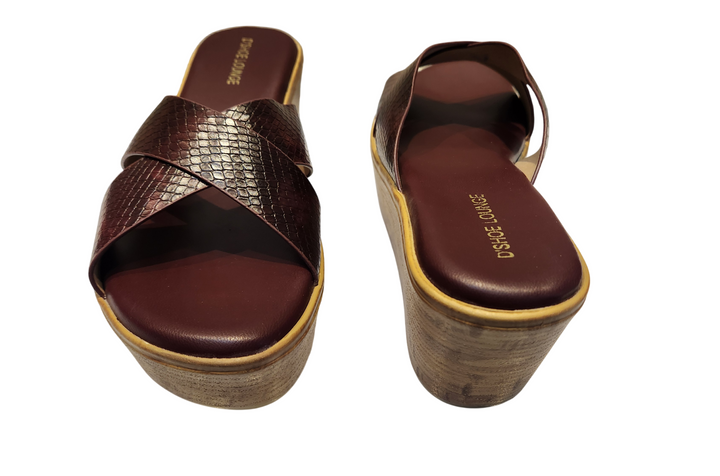 Cross Strap Wedge Slide Sandals