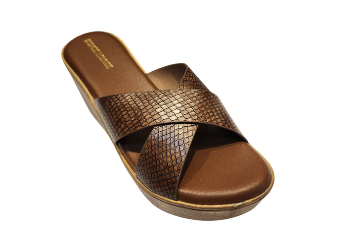 Cross Strap Wedge Slide Sandals