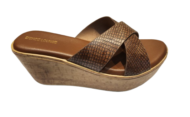 Cross Strap Wedge Slide Sandals