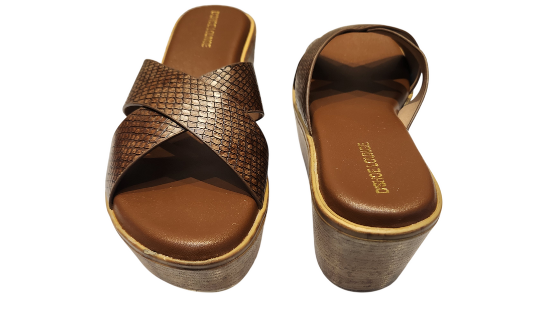 Cross Strap Wedge Slide Sandals