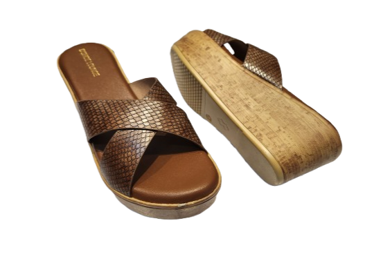 Cross Strap Wedge Slide Sandals