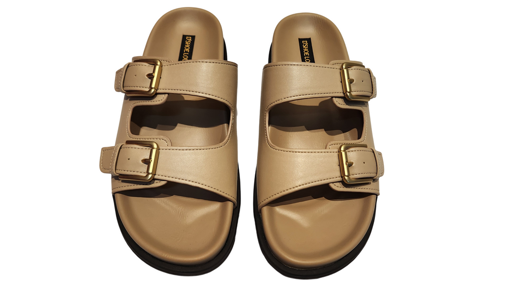 Double Buckle Comfort Slide Sandals
