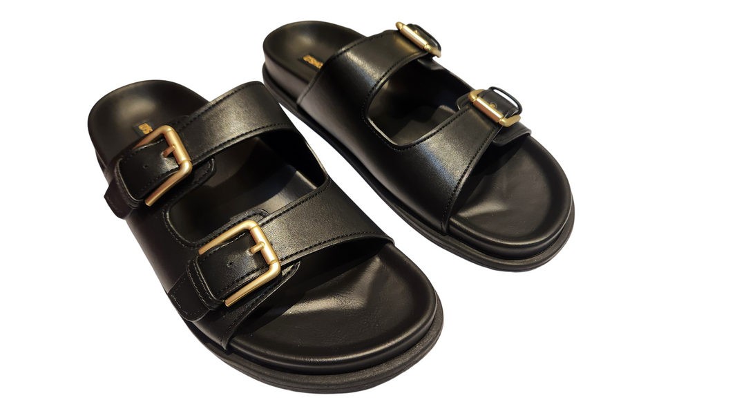 Double Buckle Comfort Slide Sandals