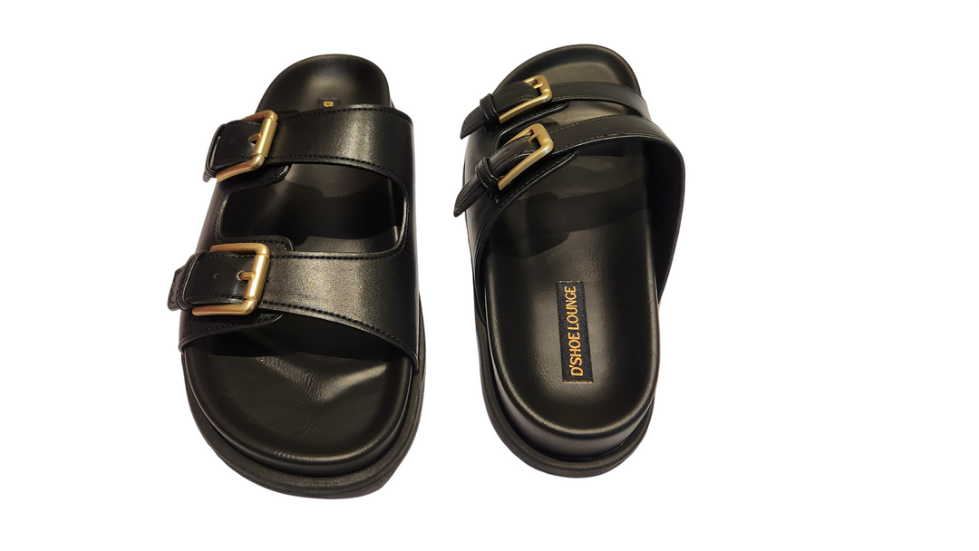 Double Buckle Comfort Slide Sandals