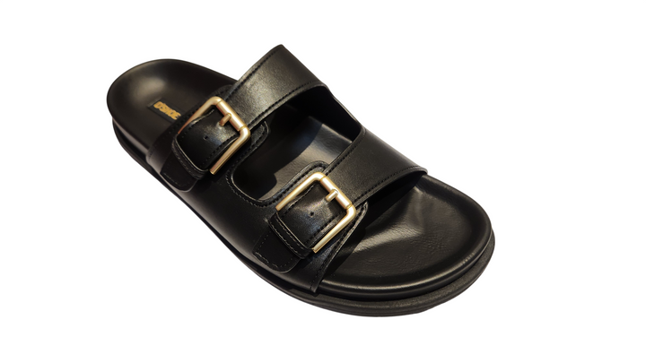 Double Buckle Comfort Slide Sandals