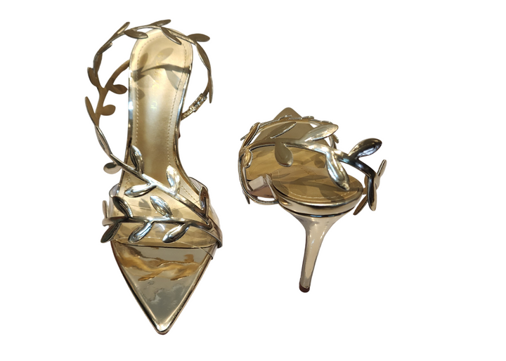 Gold Leaf Embellished Heels