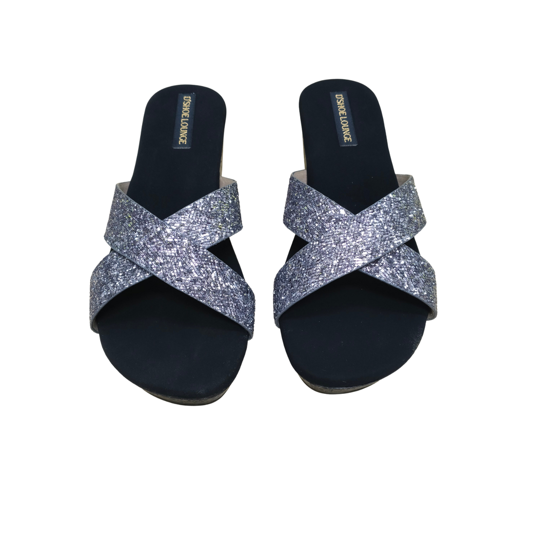 Glitter Cross-Strap Heels