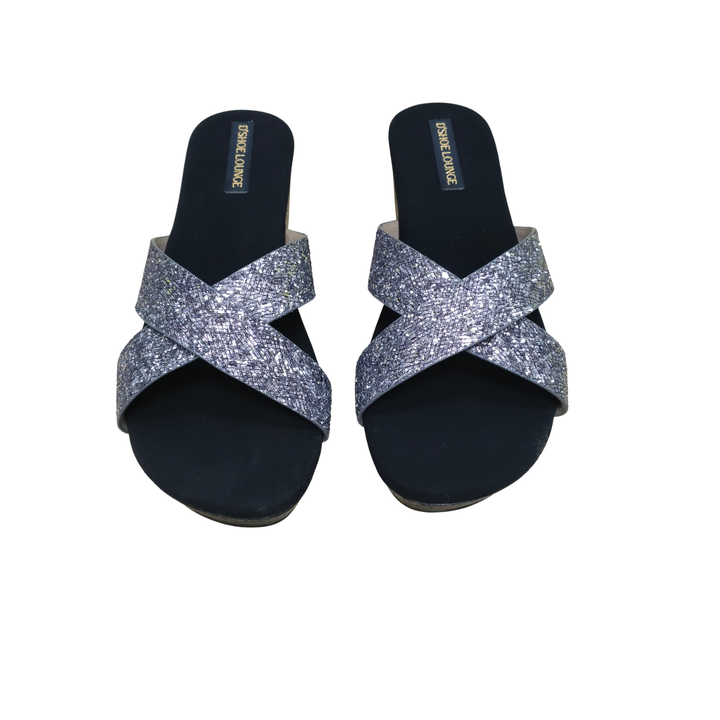 Glitter Cross-Strap Heels