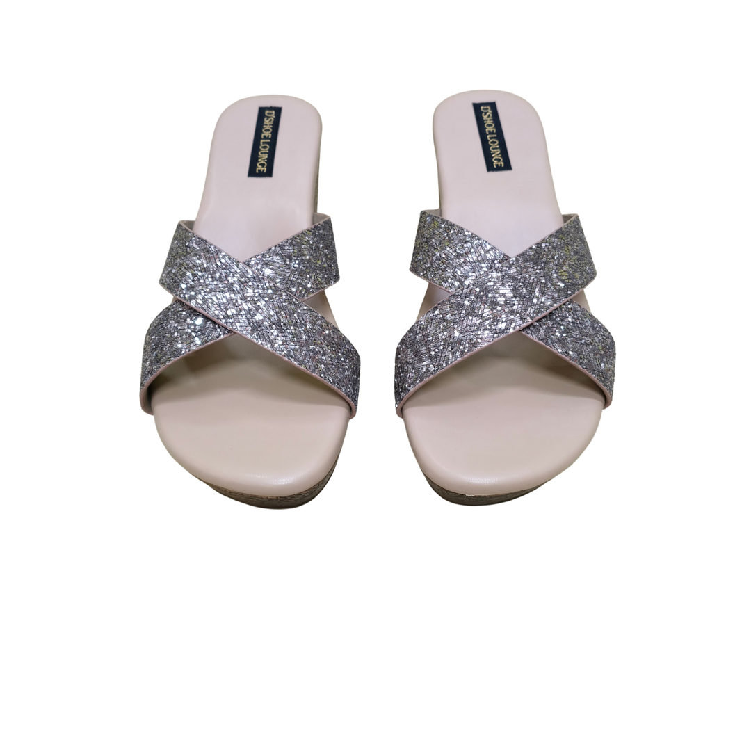 Glitter Cross-Strap Heels