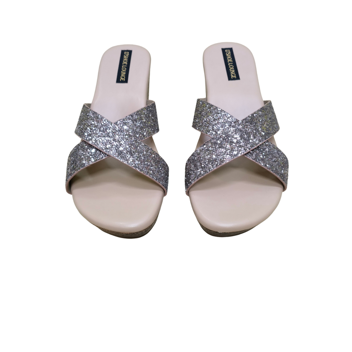 Glitter Cross-Strap Heels