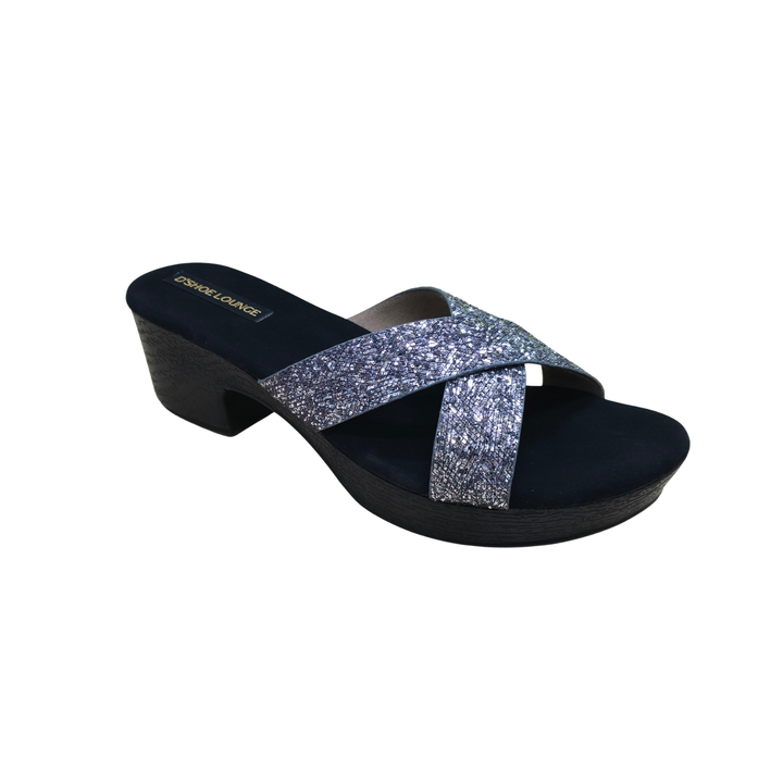 Glitter Cross-Strap Heels