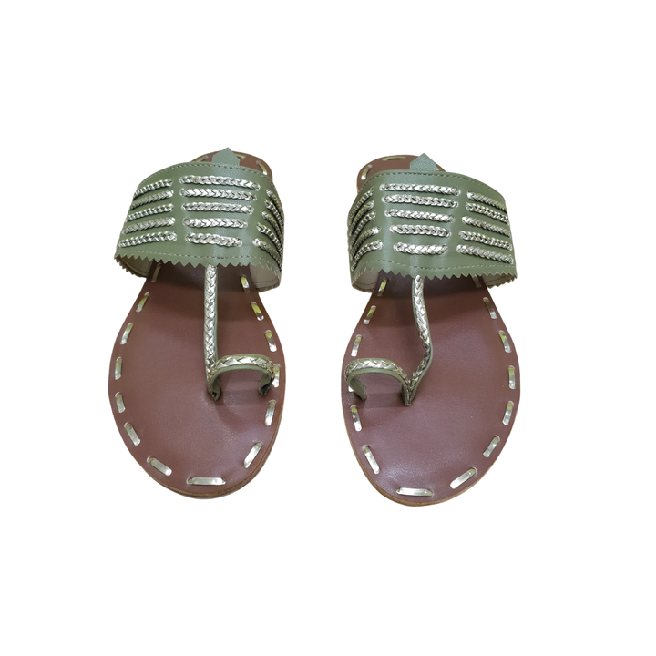 Silver-Stitched Luxury Flat