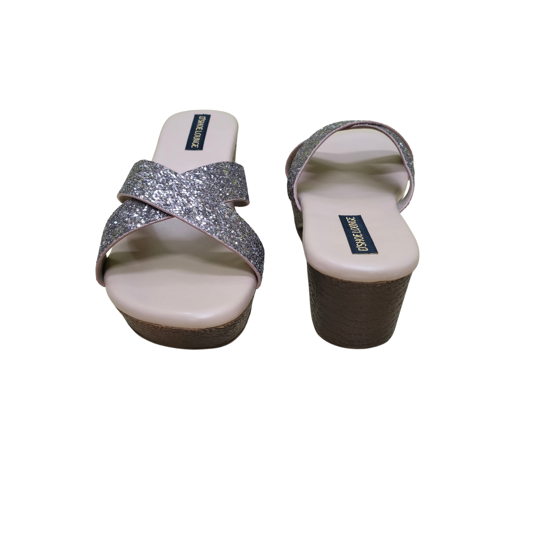 Glitter Cross-Strap Heels