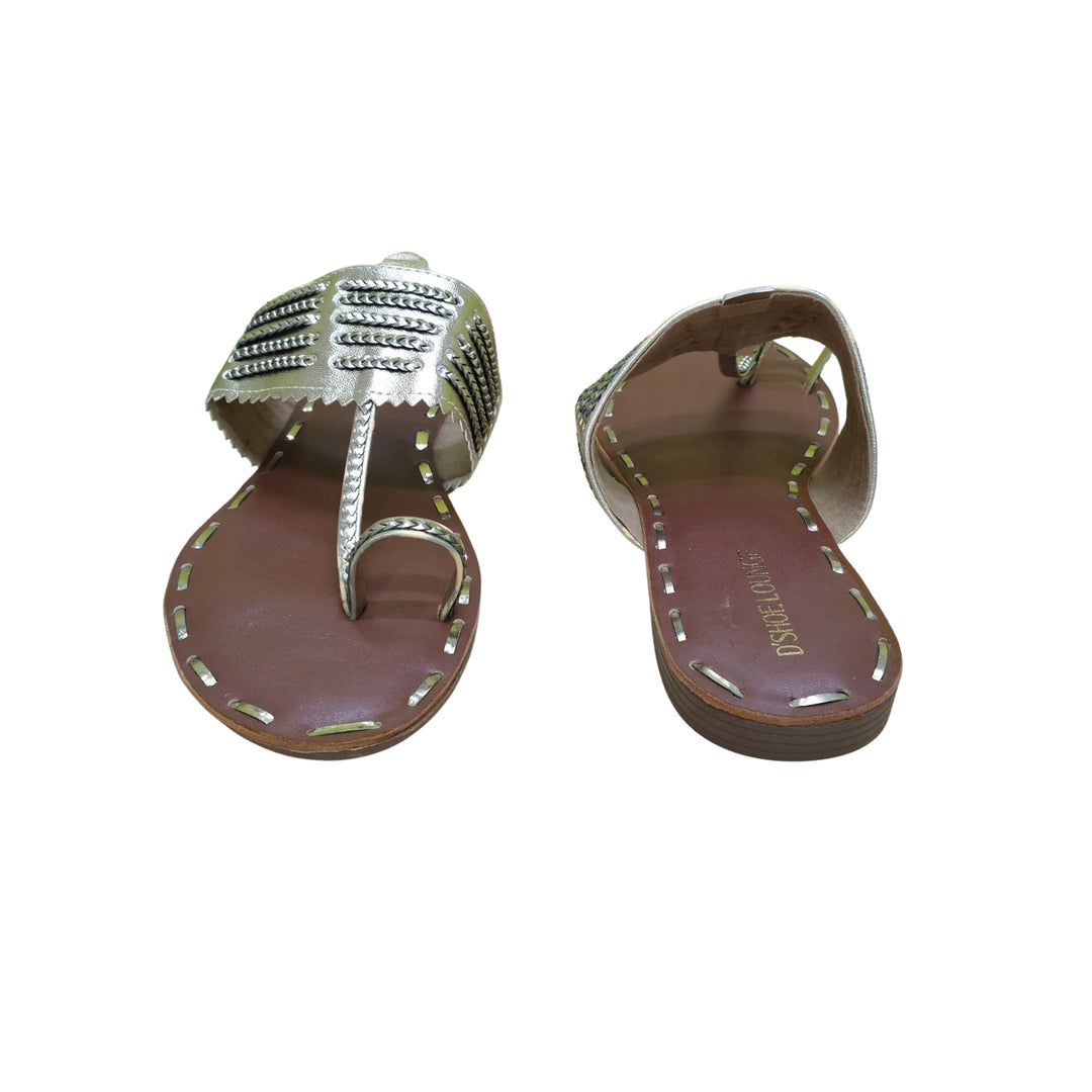 Silver-Stitched Luxury Flat