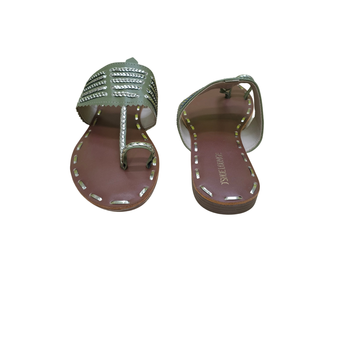 Silver-Stitched Luxury Flat