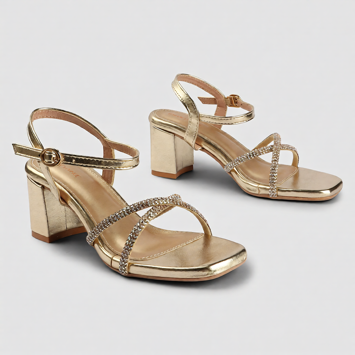 Elegant Gold Heeled Sandals