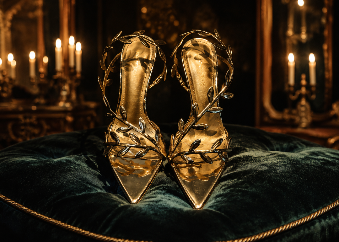 Gold Leaf Embellished Heels