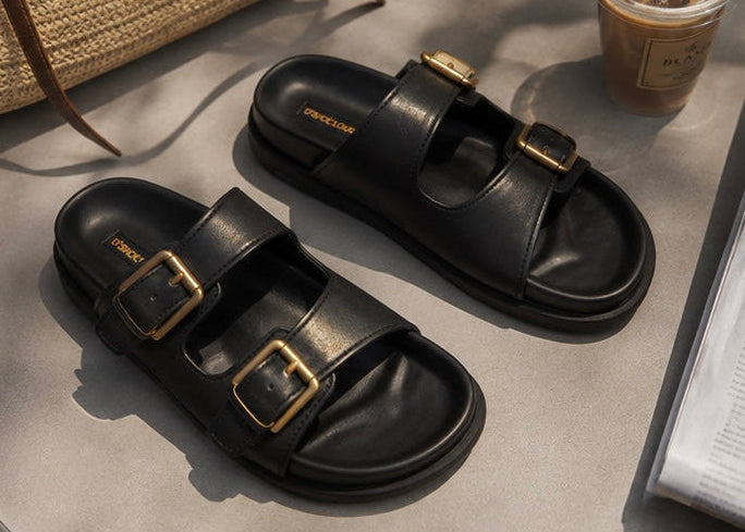 Mila Double Buckle Comfort Slide