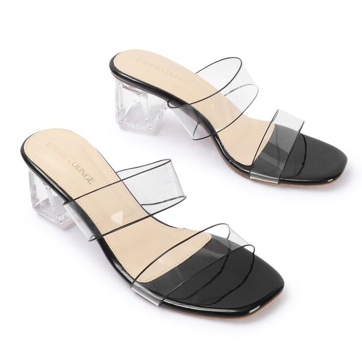 Clear Strap Block Heel