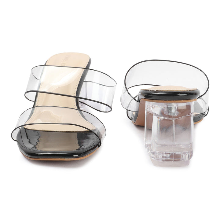 Clear Strap Block Heel