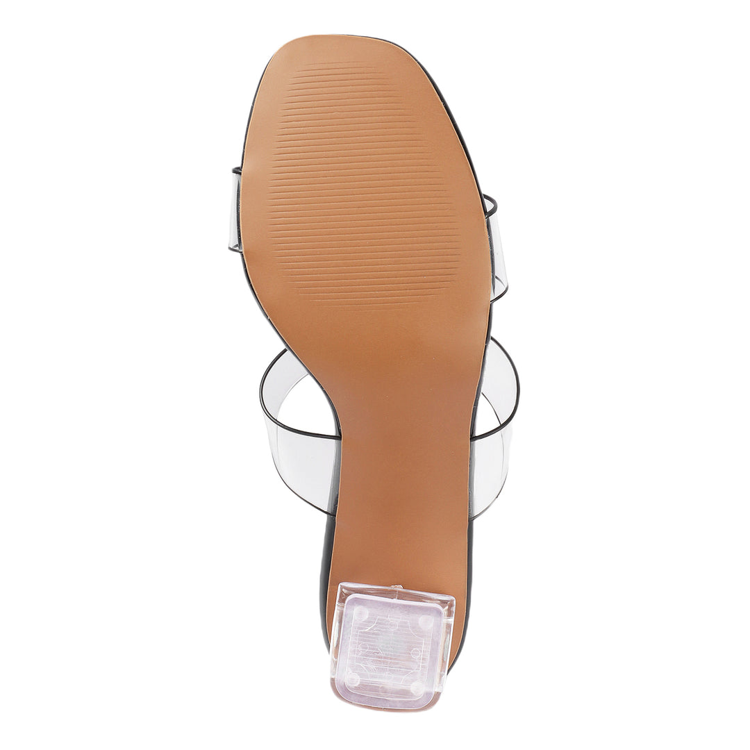 Clear Strap Block Heel