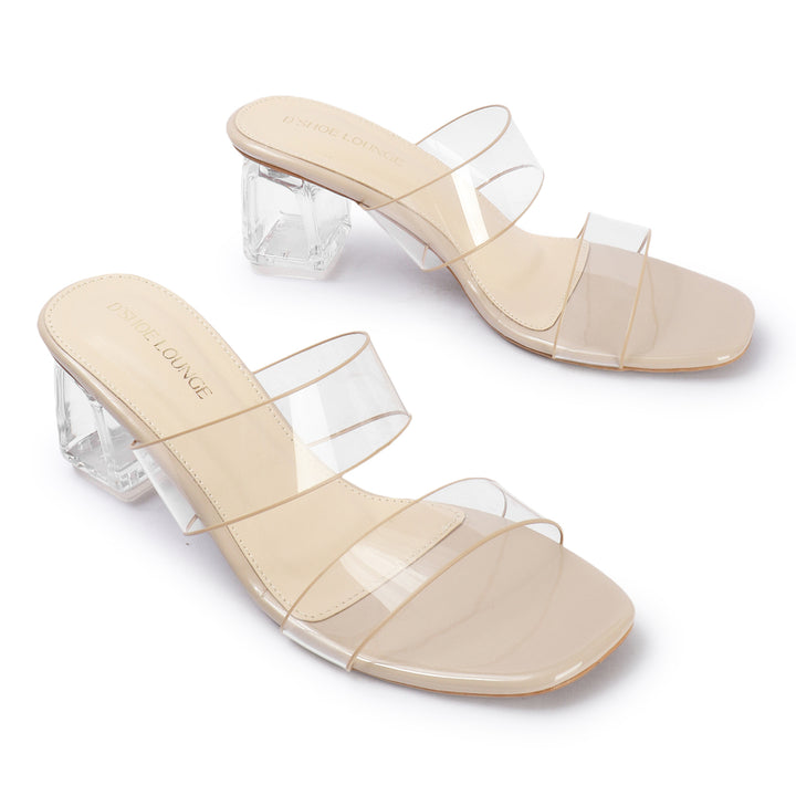 Clear Strap Block Heel