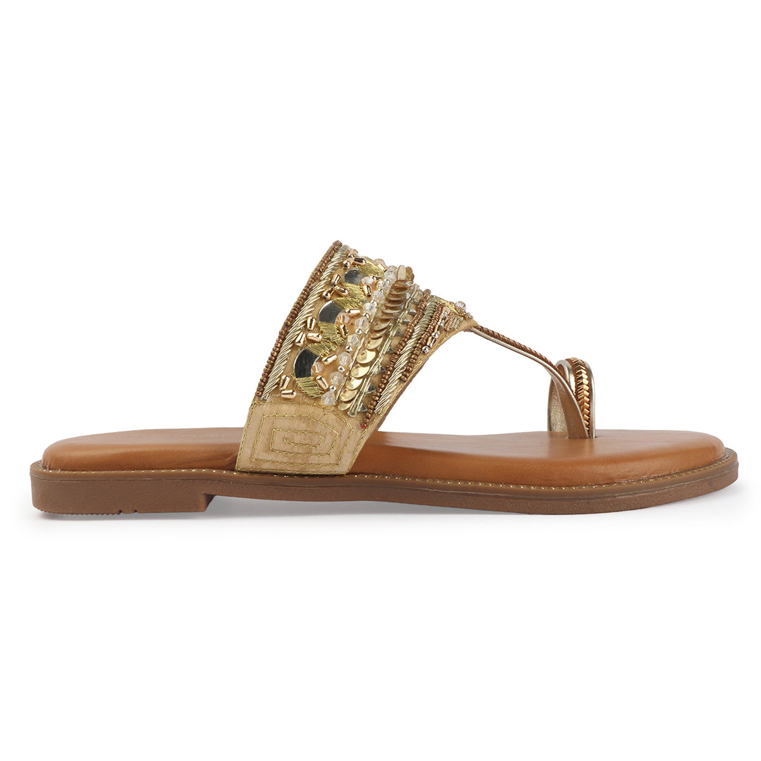 Hand-Embellished Toe Loop Flats