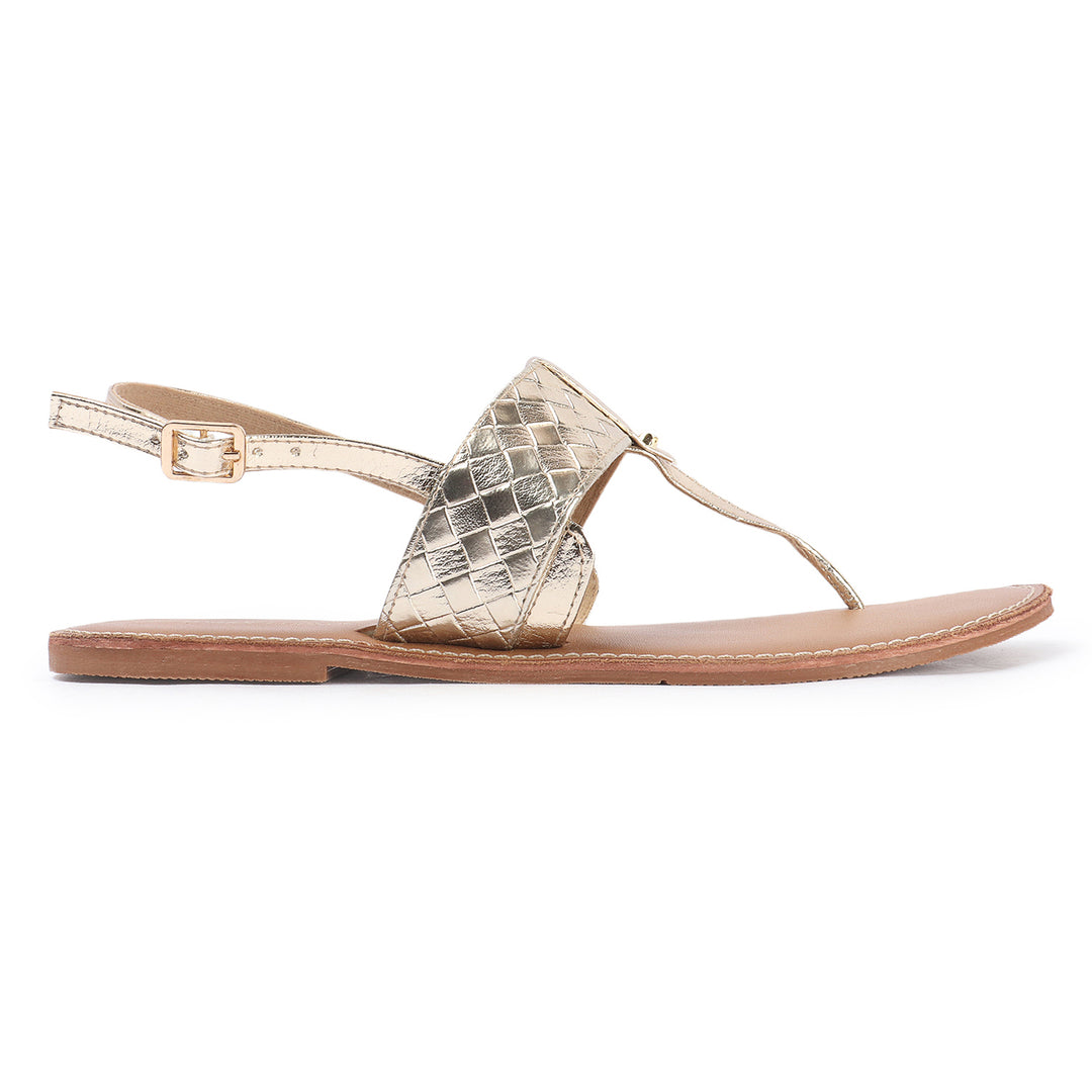 Gold T Strap Sandal