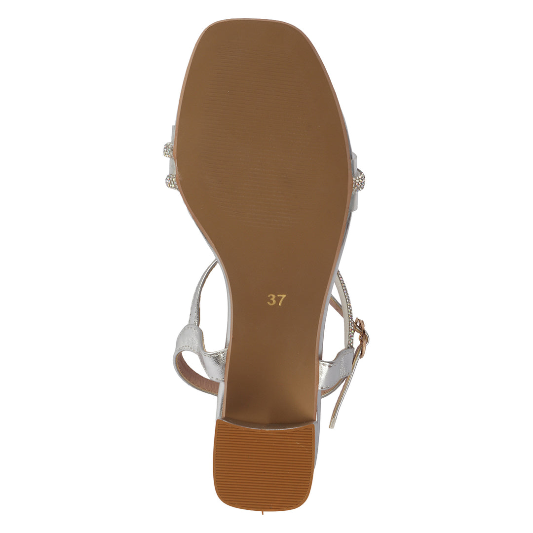 Block Heel with Crystal Straps