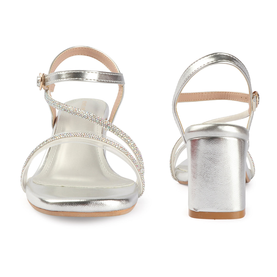 Block Heel with Crystal Straps