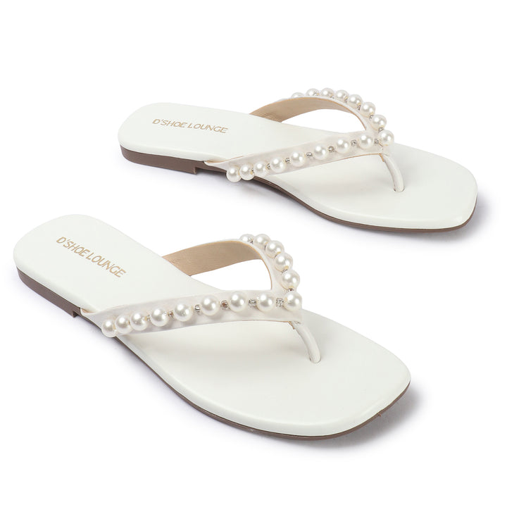 Pearl Open Toe Flat