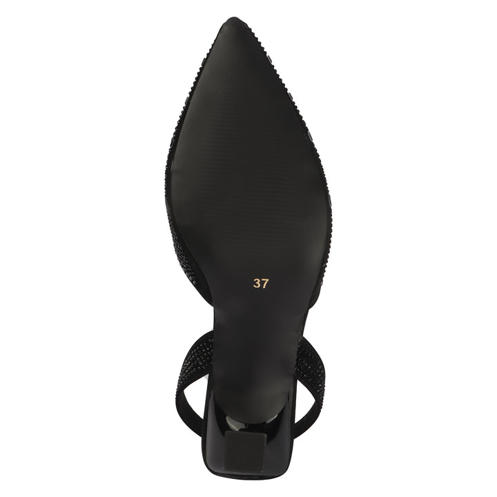 Slingback Heels with Crystal Detailing