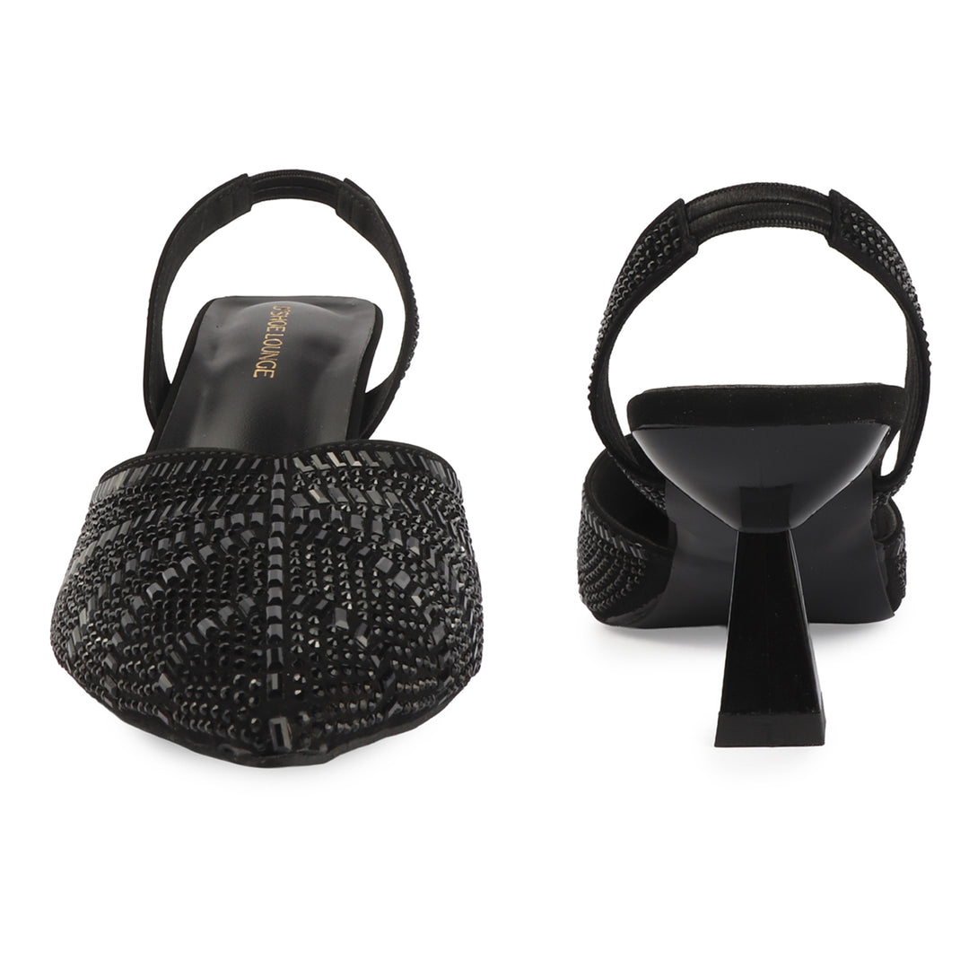 Slingback Heels with Crystal Detailing