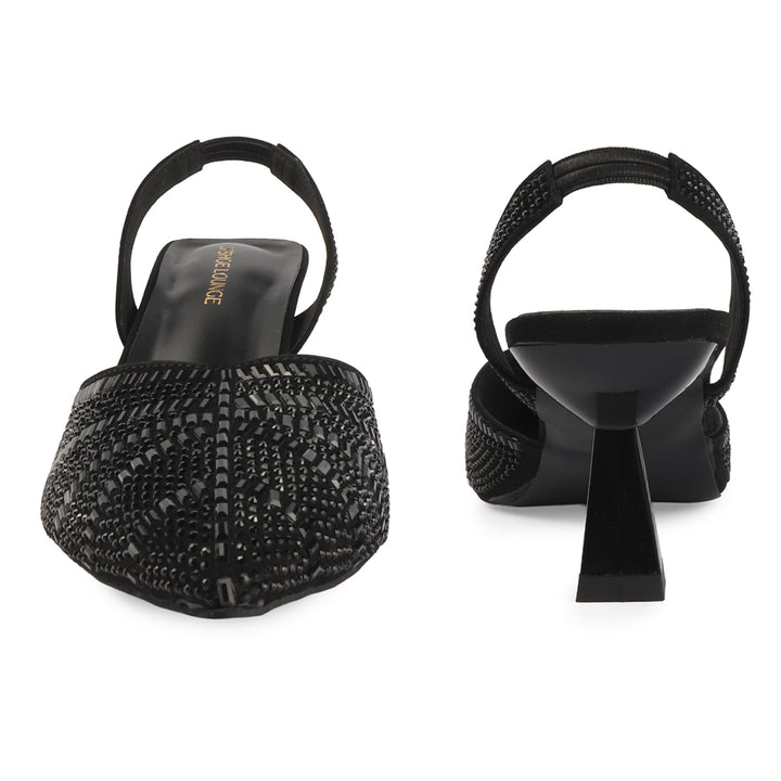 Slingback Heels with Crystal Detailing