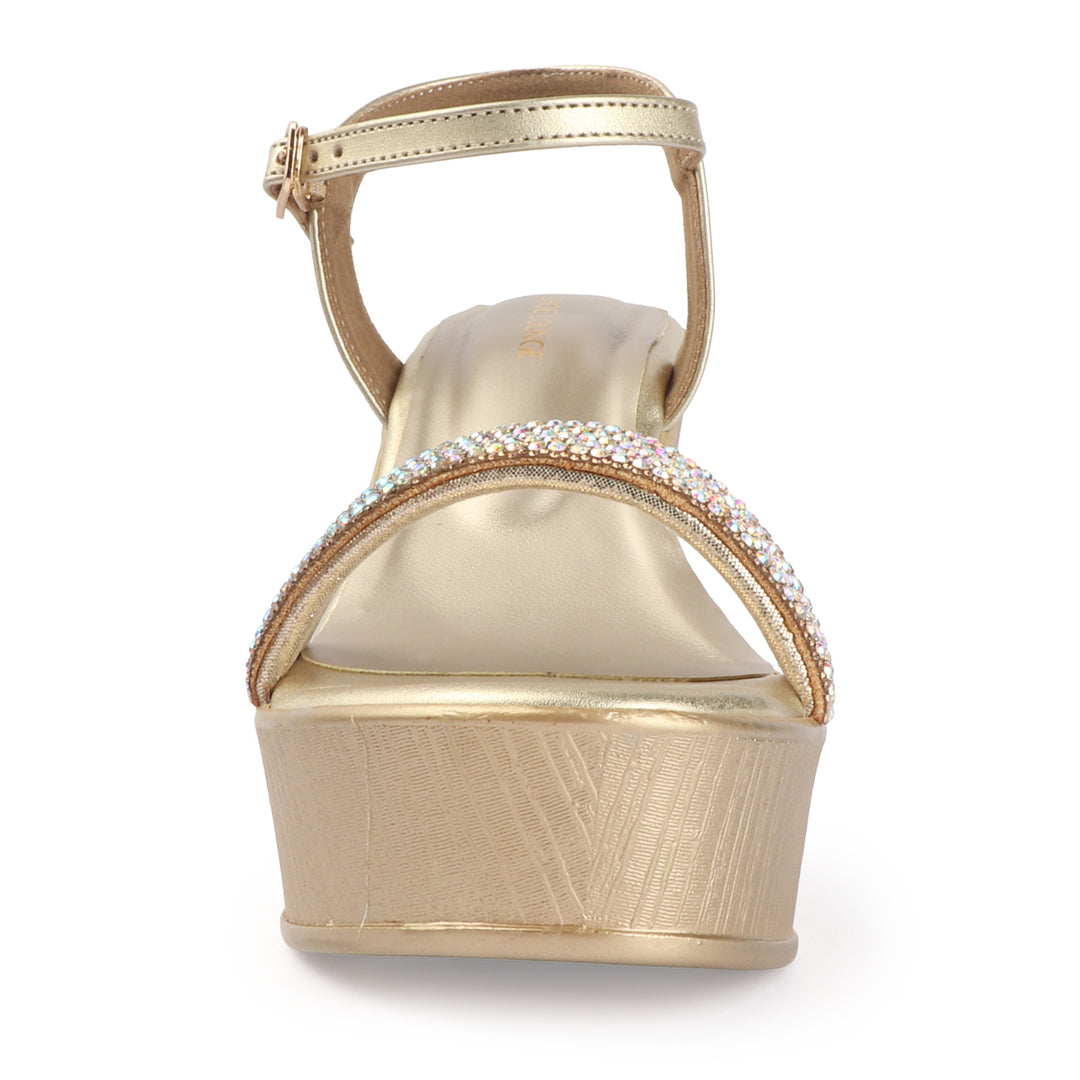 Rhinestone Strap Wedge Sandals
