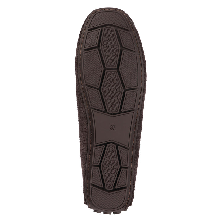 Suede Loafers with Gold Bit Detail