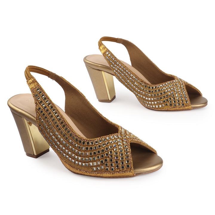 Mirror Work Slingback Heels